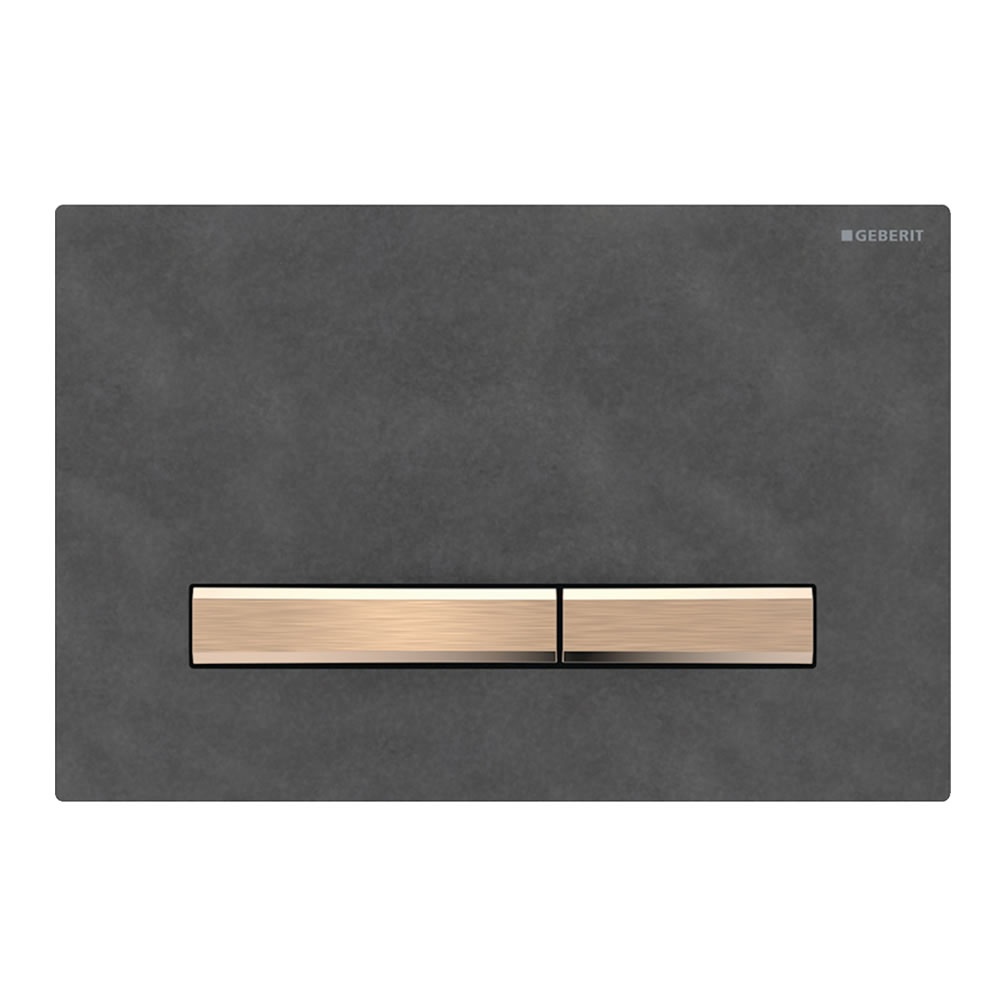 Cutout image of Geberit Sigma50 Square Mustang Slate / Red Gold Dual Flush Plate